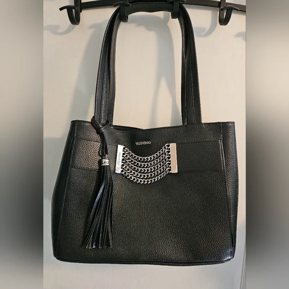 Valentino By Mario Valentino Black Leather Tote Bag - Picture 3 of 14